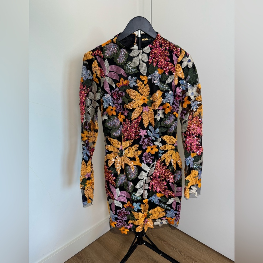 Multicolor Floral Long Sleeve Dress